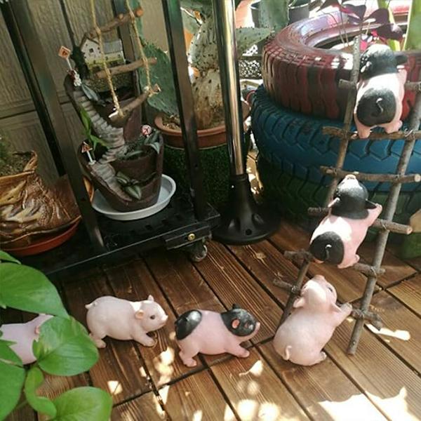 Dyrehave Nisser Statue Sød Gris Sjov Udendørs Skulptur Harpiks Plæne Prydgenstande Indendørs Udendørs Figurer Til Have Og Hus (Cut Pig)