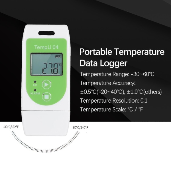 Datalogger för temperatur, multifunktionell, USB, återanvändbar, 32 000 mätvärden