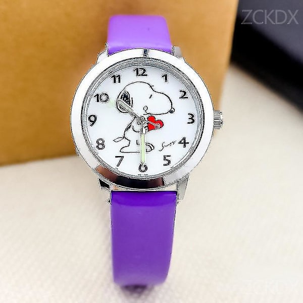 Tib Snoopy Børnetegnefilm Kvartsur Modeanimation Dreng Piger Lysende Armbåndsur Pu Læderrem Søde Børneur Gave
