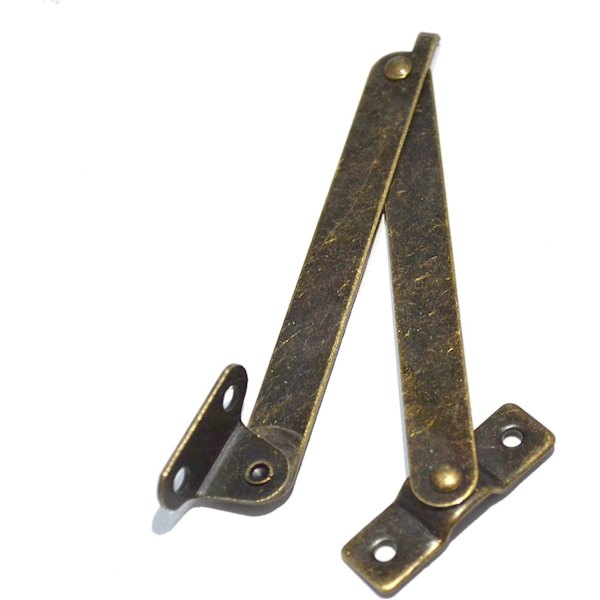 4 stk. Bronse Lokk Folding Støttehengsler Messing Løft Opp Hold Hengsel Loks Display Brakett For Møbler Trebokser Smykkeskrin Kiste Skap Skuff (f