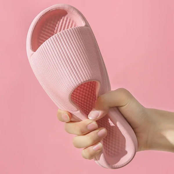 Fashionabla herr- och damslippers halkfria flip-flops lätta EVA bekväma badrumsslippers strandtofflor storlek 47 48 Rosado 37-38