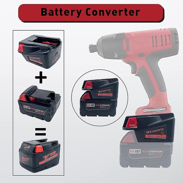 Batterikonverteradapter med USB-port opladning til Milwauke M18 18V Li-ion batteri til V18 48-11-1