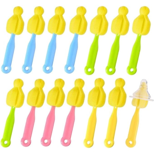 14-pack flaska bröstvårtor rengöringssvampborste för standardnipplar skrubber
