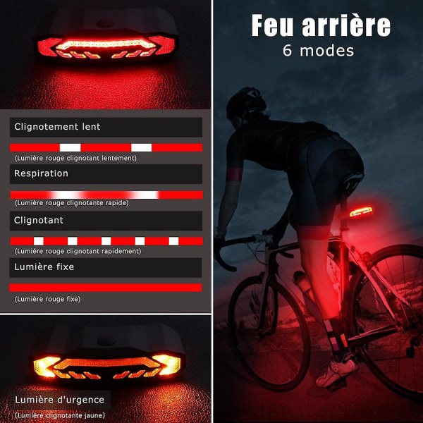 Anti-tyveri cykelalarm - vandtæt USB genopladelig LED baglygtealarm