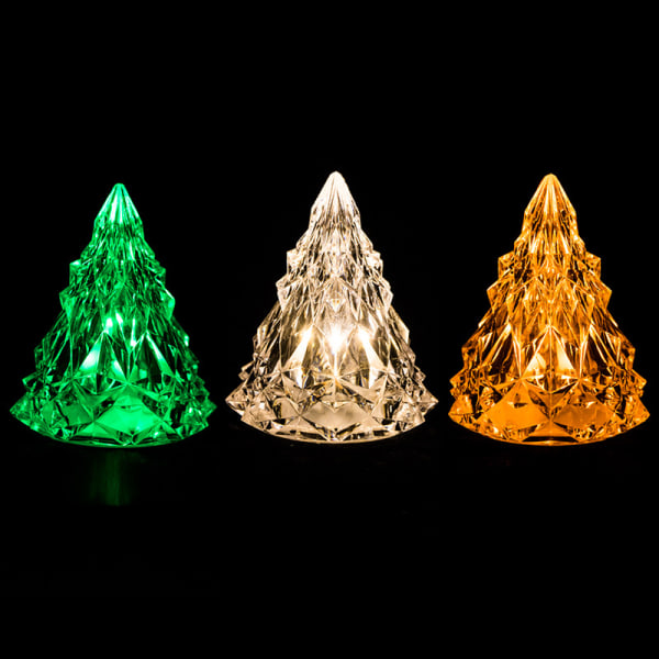 [3-pack] Nattljus Crystal Mini julgransljus Flamlös LED (grönt ljus)