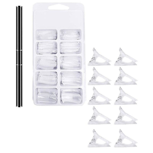 1 set nagelformar nagelkonstförlängningstips nagelklämmor dubbeländad nagelgelborste