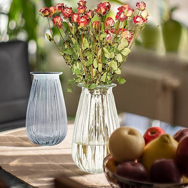 Glasvas, blomsterbehållare, mittpunktarrangemang för bröllopsfest, heminredning, set med 2 (trädgård)