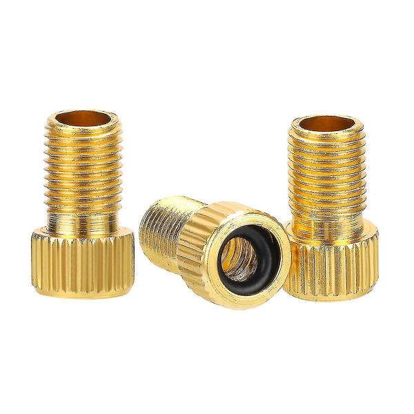 Presta til Schrader Messing Cykelventil Adapter med Tætning Ring Adapter Konverter, 3 stk.