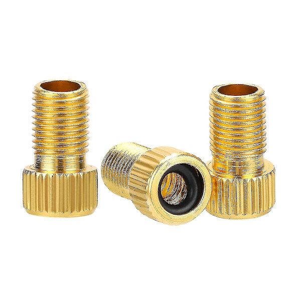 Presta till Schrader Mässing Cykelventil Adaptor med Tätningsring Adaptor Konverterare, 3 st