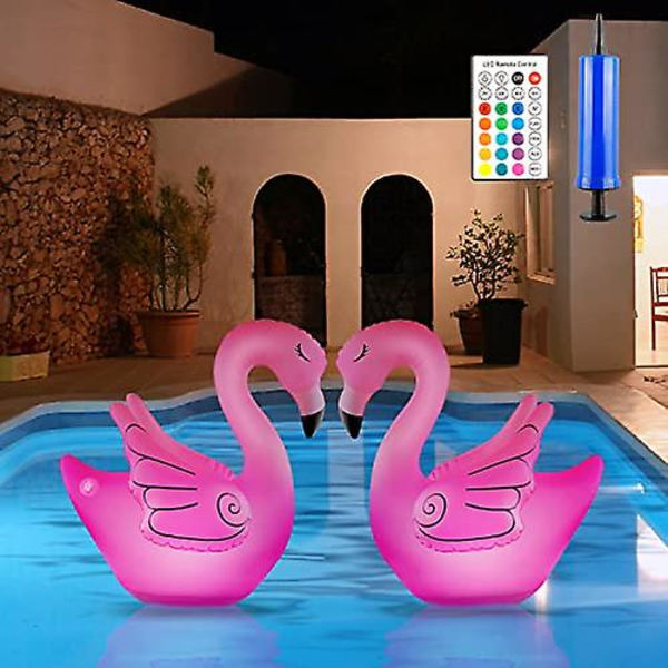 2023 - Flytande Poollampa, Flamingo Solcellspoollampa Med Fjärrkontroll Uppblåsbar Vattentät Led-lampa