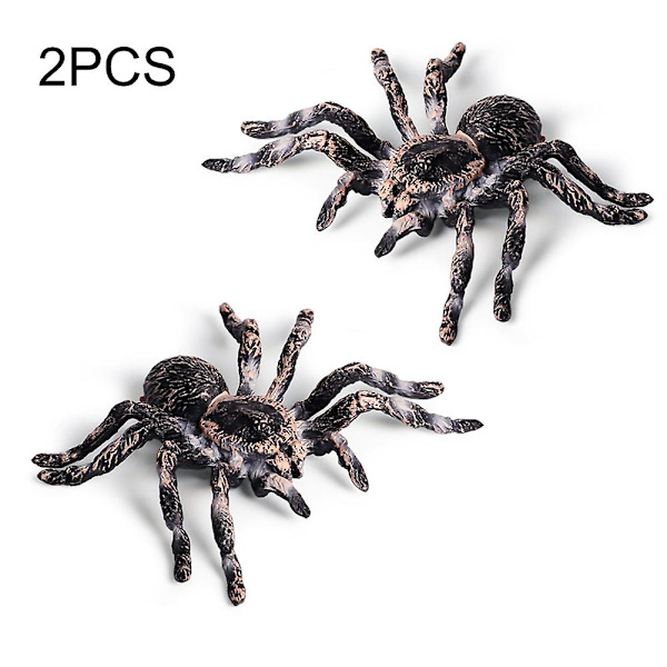 2 stk. 9,5 cm realistisk edderkop insekt model Halloween skræmmende rekvisit