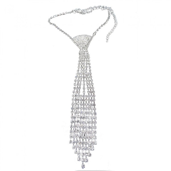 Veeki Collection glittrande strass slips inspirerat dropphalsband för kvinnor med Cascading V-design