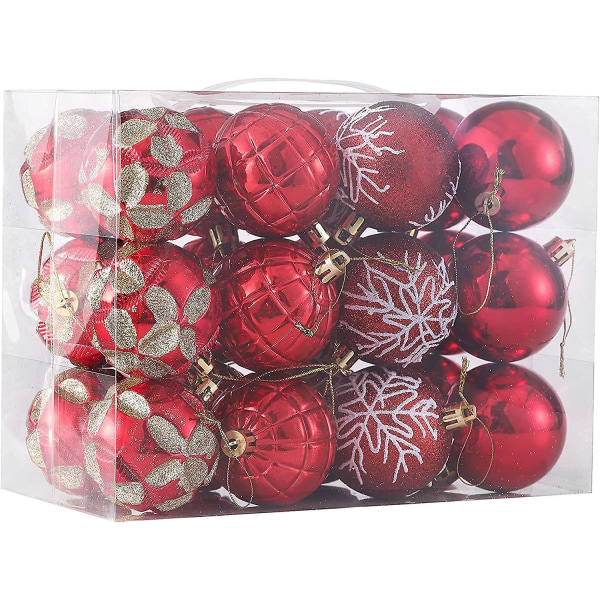 Julekuler Ornamenter Til Juletreet 24stk 2.36\"/60mm Knusesikker Plast Julepynt