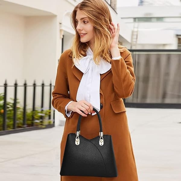 Damehåndtasker Punge Mode Top Handle Tasker Dame Medium Håndtasker PU Læder Håndtasker Skuldertaske Sæt Multifunktionelle Crossbody Tasker