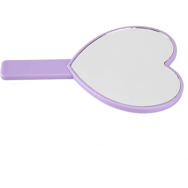 Hjärtformad Resespegel, Kosmetisk Handhållen Spegel med Handtag (Lila, 1-pack)