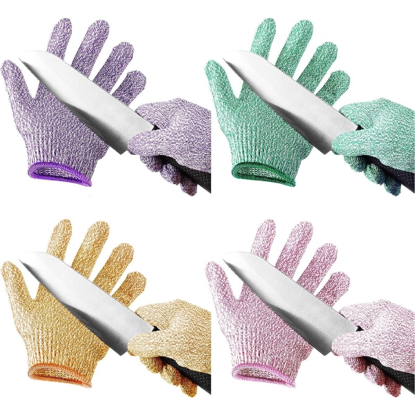4 par Kids Skärbeständiga Handskar Nivå 5 Säkra Handskar Skydd för köksträdgård, ostronshucking, hantverk, gör det själv