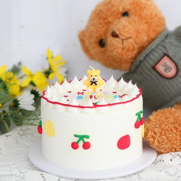 Little Bear Födelsedagsljus, färgglad björn med fluga Tårta Cupcake Topper Ljus för födelsedagsfest Bröllopsdagsfirande Tillbehör Inredning