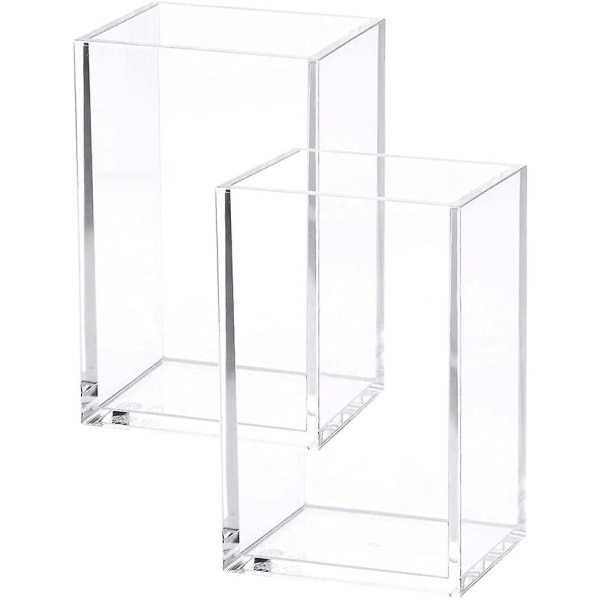 2-pack transparenta pennhållare i akryl, sminkborsthållare, skrivbordstillbehör i akryl, 8,5 x 8,39 x 4,37 tum