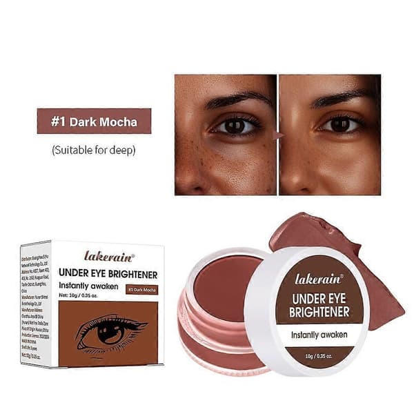 Øyeunderlysner og concealer - Hydrerende fargekorrigerer for mørke ringer, lett øyeunderlysende krem, glatt og blandbar Dark Mocha