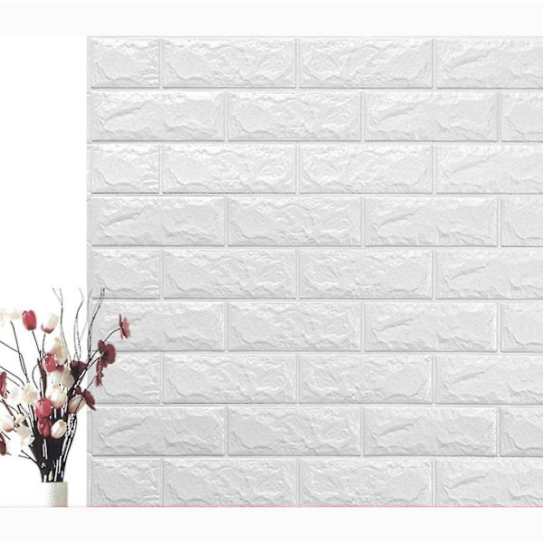 3D Veggpanel i Tapet - Selvklebende - Moderne Veggbelegning i Steinstil - Rask & Enkel Installasjon (1 stk, Hvit)