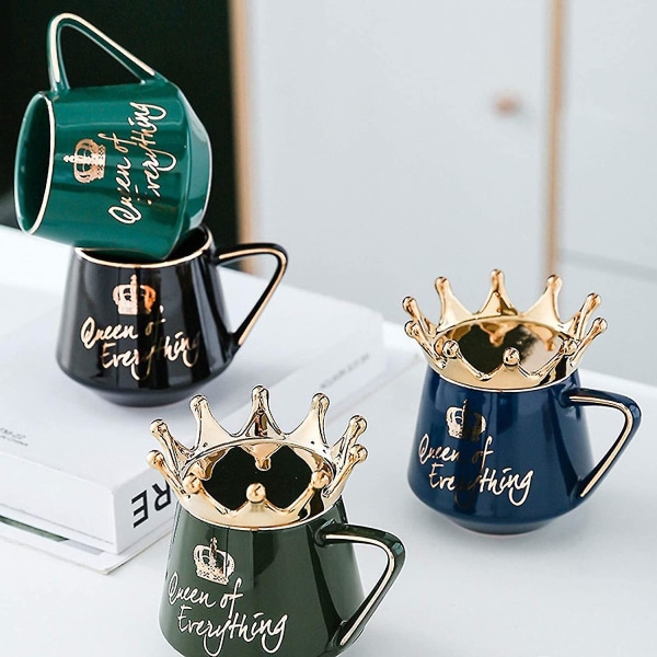 Creative Crown Keraaminen kahvikuppi cover Big Belly Milk Tea Cup Muki Henkilökohtainen lahja (vihreä)