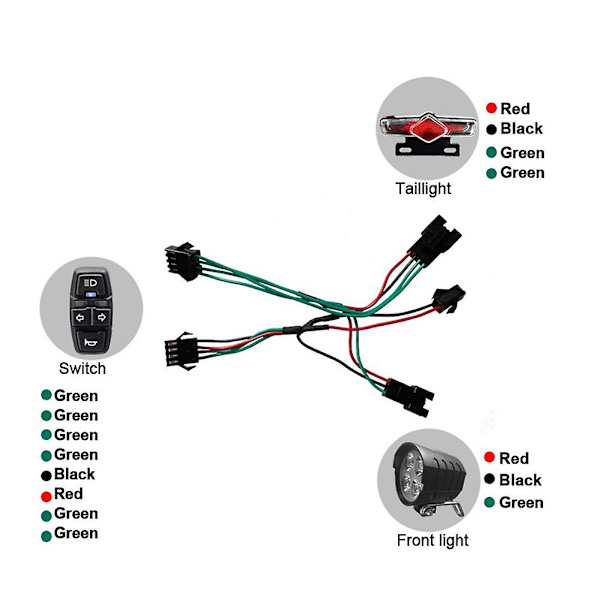 Cykel Forlygte og E-cykel Baglygte Sæt Input 36V 48V 52V 60V med DK336 Lyghorn Drejeskifte E-Bi