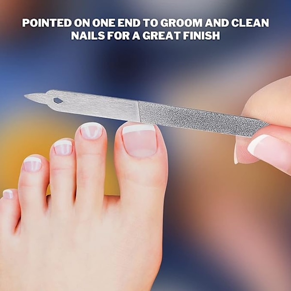 3 stk. 8\" tommer skarpe rustfrie stål neglefiler sæt manicure pedicure 100 grit buffer tykke tånegle fingernegle metal neglefil til hjemmet og professionelt