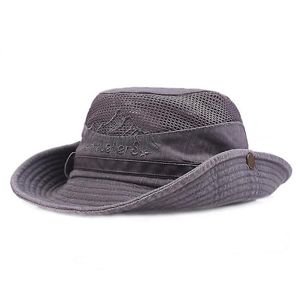 Bomullssolhatt UV-skydd Sommarhattar Strandhatt Safari Boonie Hat Fällbar Fishsing Hat Med Andningsbart Nät Och Justerbar Hakrem-