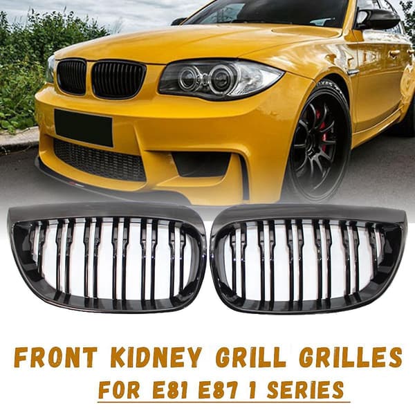 Forreste Dobbelt Nyre Sport Grill Udskiftning Til- E81 E87 E88 1 Serie 2004-2007 Glans Sort
