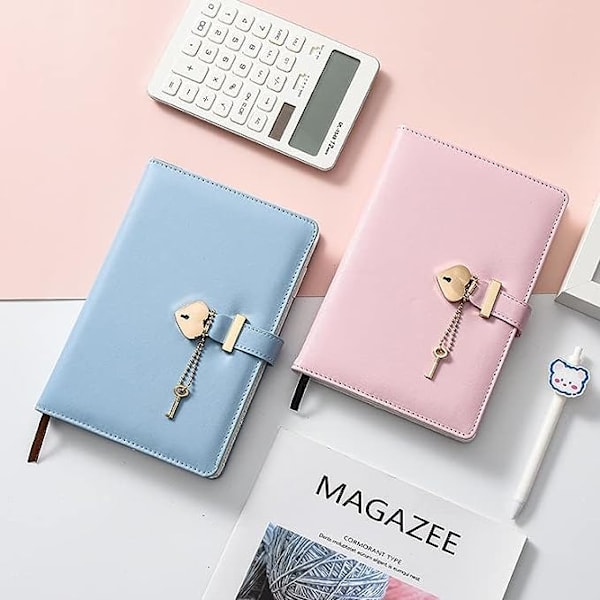 A5 Kodeordsbog med Lås Notebook Fortykket Notesblok Kreativ Hjerteformet Lås Sød Pige Kærligheds Lås Dagbog (Farve: Grå, Størrelse: A5)