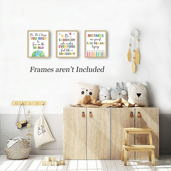 Färgglada ordkonsttryck, set med 6 (8x10), inspirerande citat Motiverande ordspråk Kan