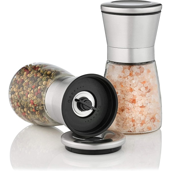 Krydderkvern sett med 2 med justerbar keramisk kvern Elegant salt- og pepperkvern laget