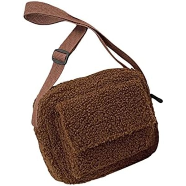 Kvinder Plys Skuldertaske Crossbody Håndtaske Lammeuld Messenger Taske Fluffy Tote Taske