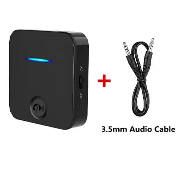 Bluetooth 5.0 mottaker sender 3,5 mm Aux Jack Stereo Håndfri Lyd Musikkadapter med mikrofon Black