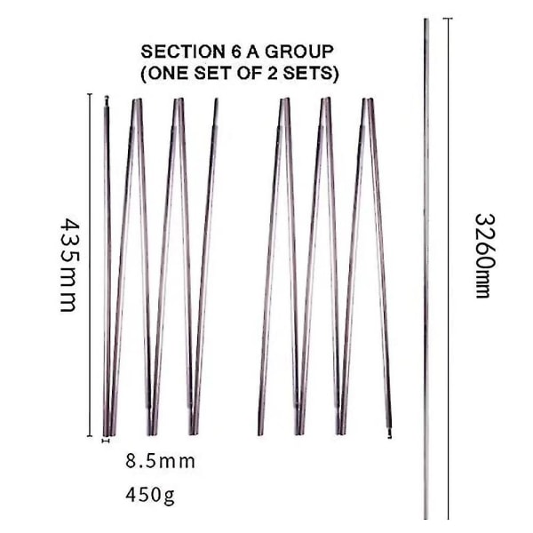 Udendørs campingudstyr, teltstøttestænger, buede (2 pakker) 150*130cm