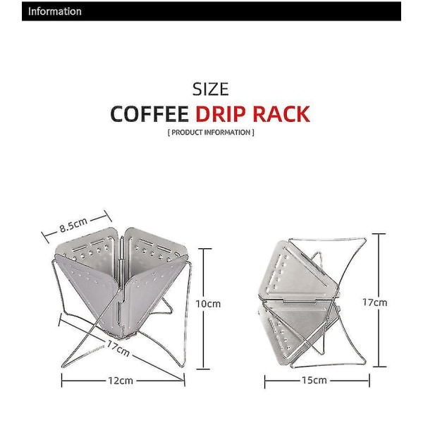 Fällbart Bärbart Kaffedroppställ Handstans Kaffefilterkon Stativ Utomhus Camping Rostfritt Stål Hållare Dryckeskopp Dropp Crj
