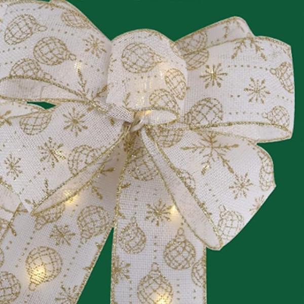 Juletrærbuer, julebuer julekransbue stor glitterbåndsløyfe, 1 stk anheng vakker lampe julebue elegant imitasjon lin