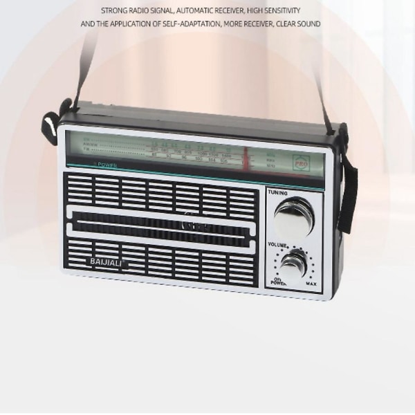 Bärbar am/fm/sw vintage radio för äldre, portabel utomhusradio, med knappjusteringsnyckel för outd