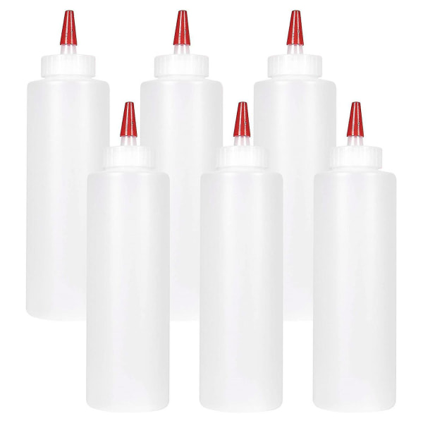 6 st klämflaskor för såser - 473 ml - Behållare för ketchup, grill, s