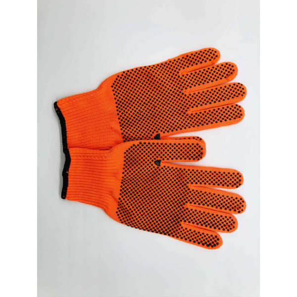 1 pari Unisex One Size Hi-Vis Dot Knit Grip -puutarhahanskat, oranssi