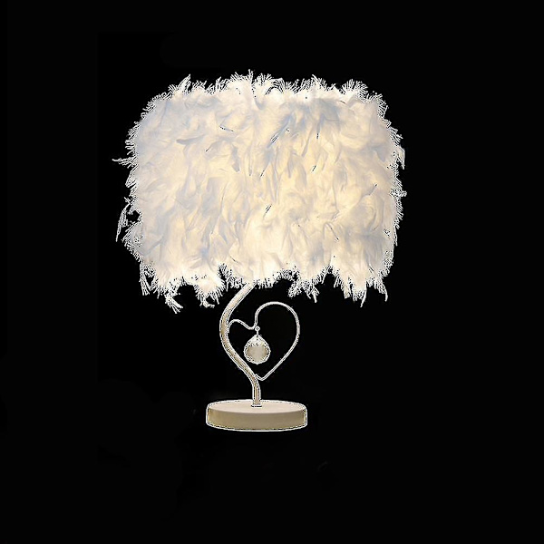 Hvit fjær bordlampe nattlampe nattbordlampe