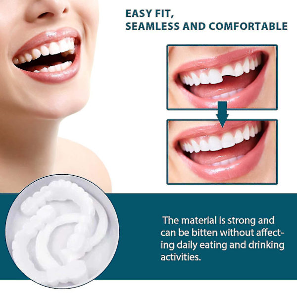 Justerbara Snap-on Proteser, Veneer Proteser Tandställning Plus Proteser Fodral, Tillfälliga Fyllningar Tandställning Interdental Fyllningar Rätande Proteser Kit