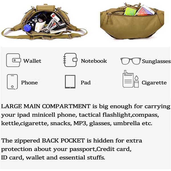 Taktisk Midjeväsk - Militär Midjeväska Utility Hip Bags Bälte Bumbag För Utomhus Camping Cykling Vandring Med U.s Patch Och Förlängningsrem (1 Pack Grön