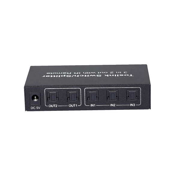 Nk-t32 3 ind 2 ud Toslink kabelkontakt splitter Spdif/toslink optisk lyd 3x2 omskifter Spdif splitter med IR fjernbetjening