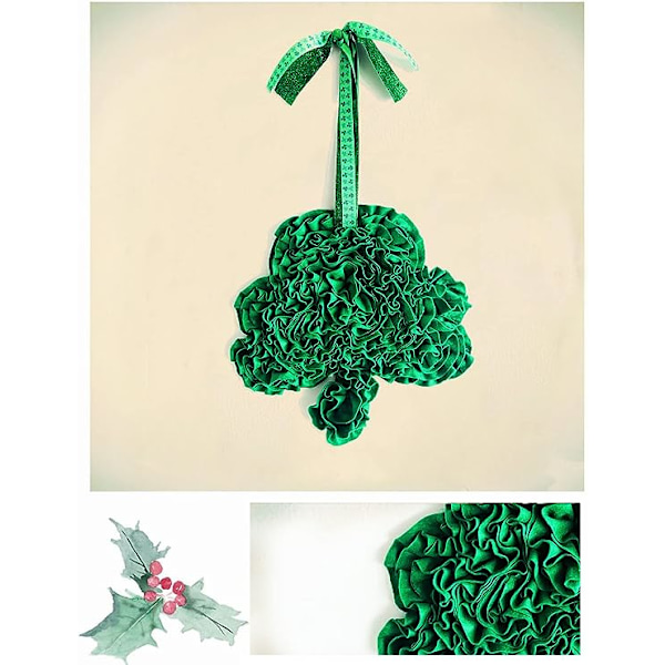St Patricks Day Dekorationer, Kranse til Hoveddøren, Grøn Girlande med Kløverformede, Udendørs Dekoration til Hjem Havefest Ceremoni, Feriedekoration