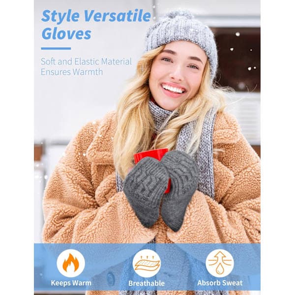 Vinter fingerløse handsker, fingerløse handsker til kvinder, elastiske varme uldhandsker