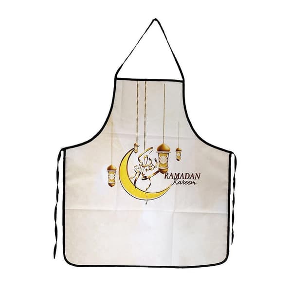 Islamisk Eid Ramadan Polyester Förkläde Digitaltryck Förkläden Ärmlös För Hem Köksrestaurang Bakning Matlagning (Färg: Vit Hi