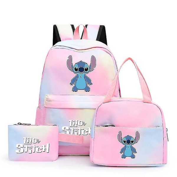 3 st/set Disney Lilo & Stitch skolväska för pojkar och flickor, färgglad ryggsäck med lunchväska, barn, tonåringar, tecknad serie, skolväska, hög kvalitet 3781646 3771647