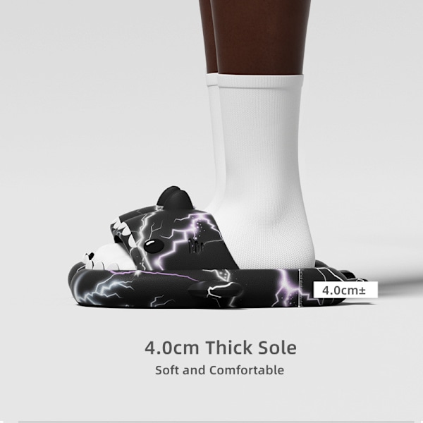 Nya tecknade hajtofflor för män och kvinnor 4 cm tjock botten halkfria skor sommar EVA mjuka strandsandaler Grey 40-41