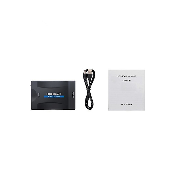 HDMI till SCART-omvandlare, stödjer 1080p HD-video, med europeisk standardströmadapter